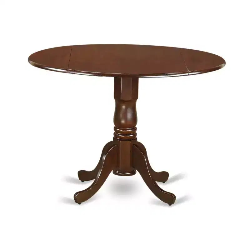Set da pranzo rotondo a 3 pezzi con piano in legno massello finitura mogano - 4 posti a sedere