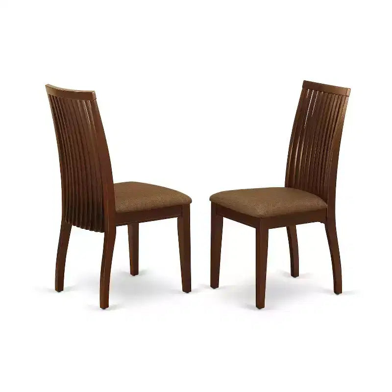Set da pranzo rotondo a 3 pezzi con piano in legno massello finitura mogano - 4 posti a sedere