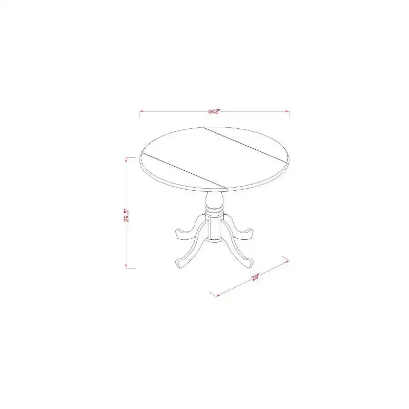 Set da pranzo rotondo a 3 pezzi con piano in legno massello finitura mogano - 4 posti a sedere