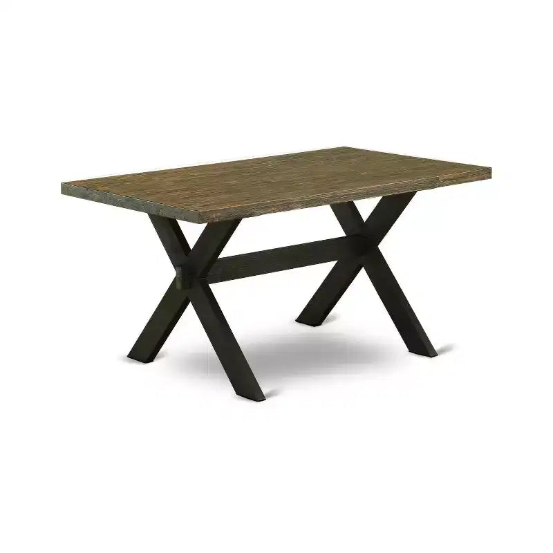 HomeStock Tavolo da pranzo a 7 pezzi con piano in legno massello finitura rovere naturale e 6 sedie