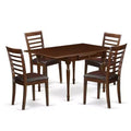 5-Piece Mahogany Finish Solid Wood Top - Rectangular Dining Room Set - Seats 4