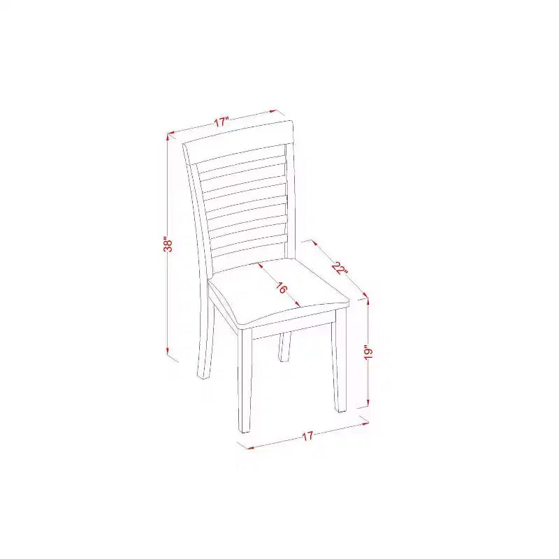 Set da pranzo rettangolare in legno massello finitura mogano a 5 pezzi - 4 posti a sedere