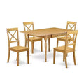 HomeStock 5-Pc Natural Oak Finish Solid Wood Top - Dining Room Set with Dropleaf - Seats 4