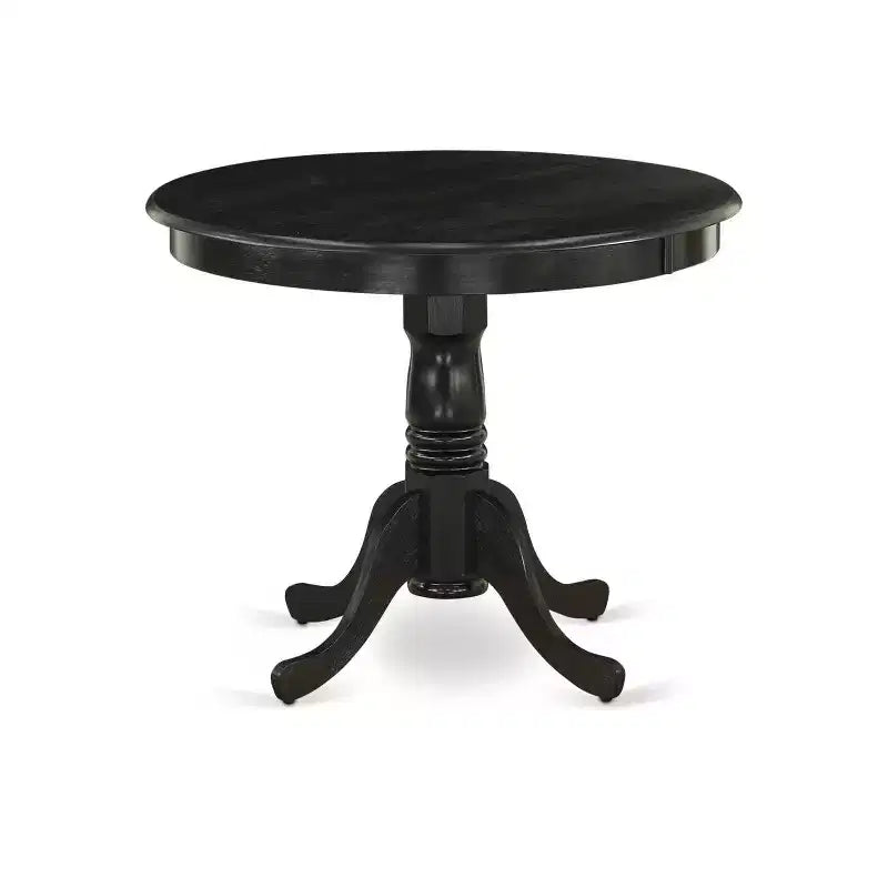 Tavolo da pranzo HomeStock 5 pezzi con piano in legno massello e finitura nera spazzolata con 4 sedie Parson