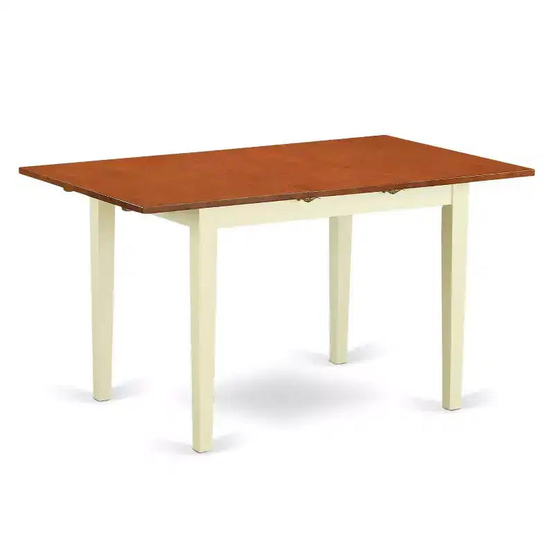 HomeStock Set da Pranzo Rettangolare Imbottito a 5 Pezzi con Finitura Lino Bianco e Piano in Legno Massello con Prolunga a Farfalla - Posti a Sedere per 4