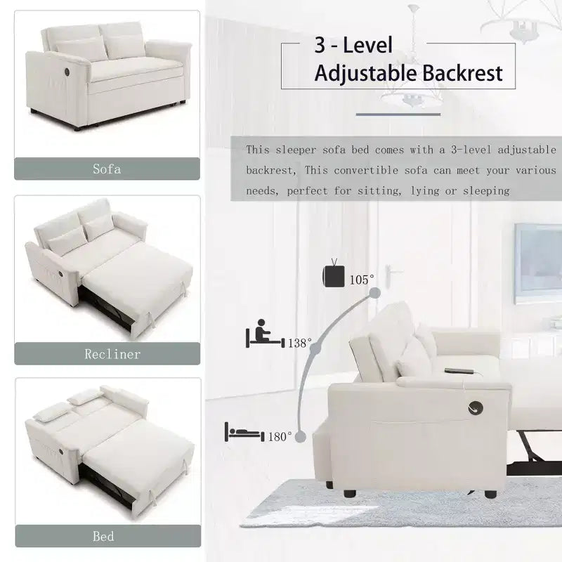 Divano letto trasformabile Okak con tasche laterali e schienale regolabile, divanetto imbottito in velluto per soggiorno, camera da letto