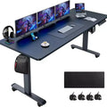 HOMDOX Elec-Standing Computer Desk Adjustable Height 63  24 Desk with outlet Rolling Wheels Dual-Beam Frame Mouse Pad Spliced Desktop Multifutnl