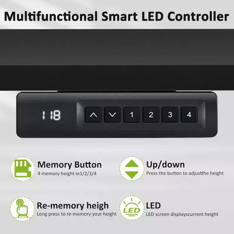 HOMDOX Scrivania Computer Elettrica Regolabile in Altezza 63 x 24 con prese Elettriche Ruote Rotanti Telaio a Doppia Trave Tappetino per Mouse Piano del Tavolo Giuntato Multifunzione