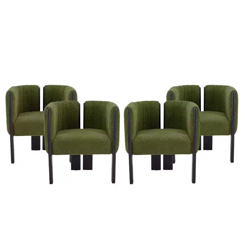 Set di 4 sedie da pranzo moderne Boucle con gambe in legno – Sedie d'accento per cucina e sala da pranzo