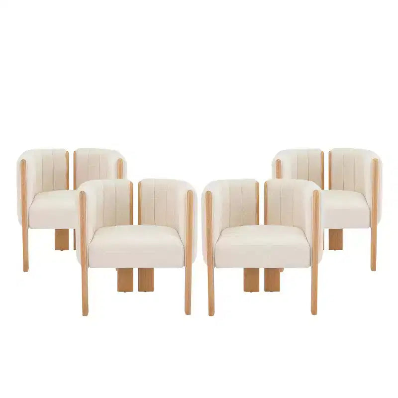 Set di 4 sedie da pranzo moderne Boucle con gambe in legno – Sedie d'accento per cucina e sala da pranzo