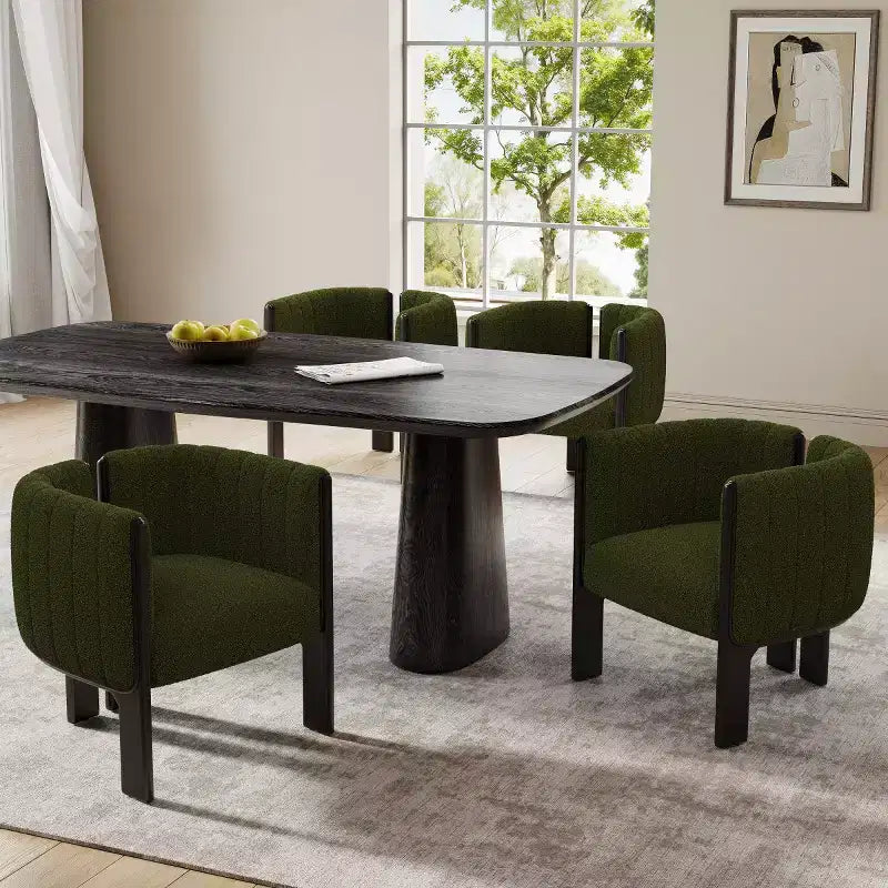 Set di 4 sedie da pranzo moderne Boucle con gambe in legno – Sedie d'accento per cucina e sala da pranzo