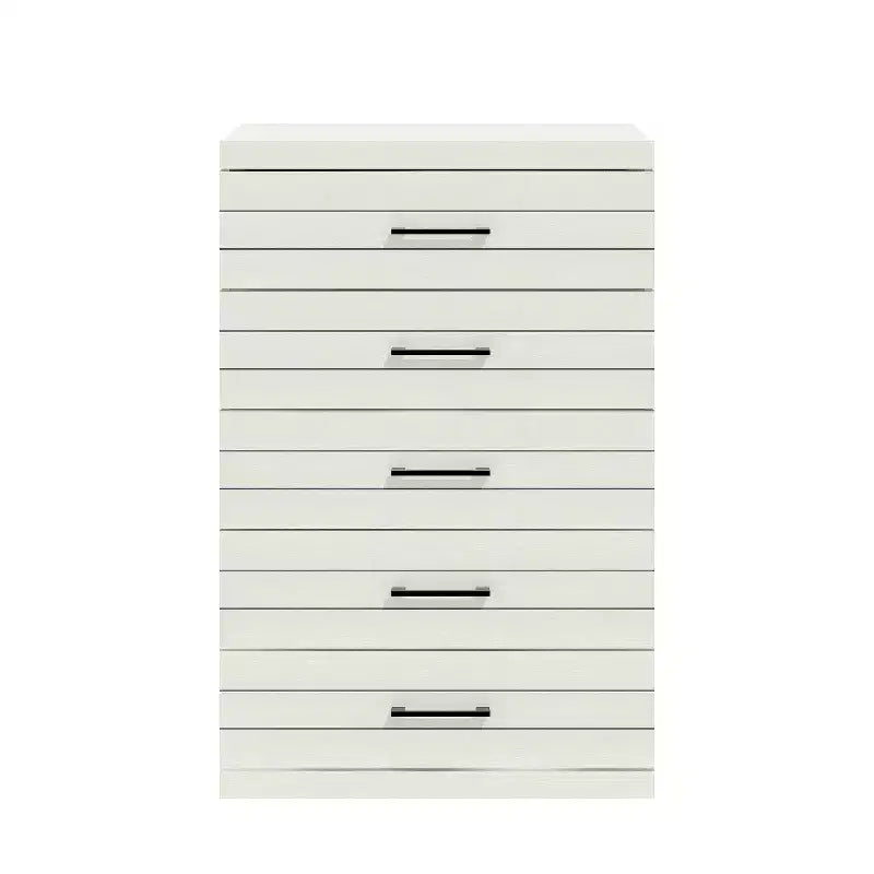 Cassettiera Galano a 5 cassetti con sistema di sicurezza Interlock in rovere bianco perla 30,7 L x 16,1 P x 45,8 H