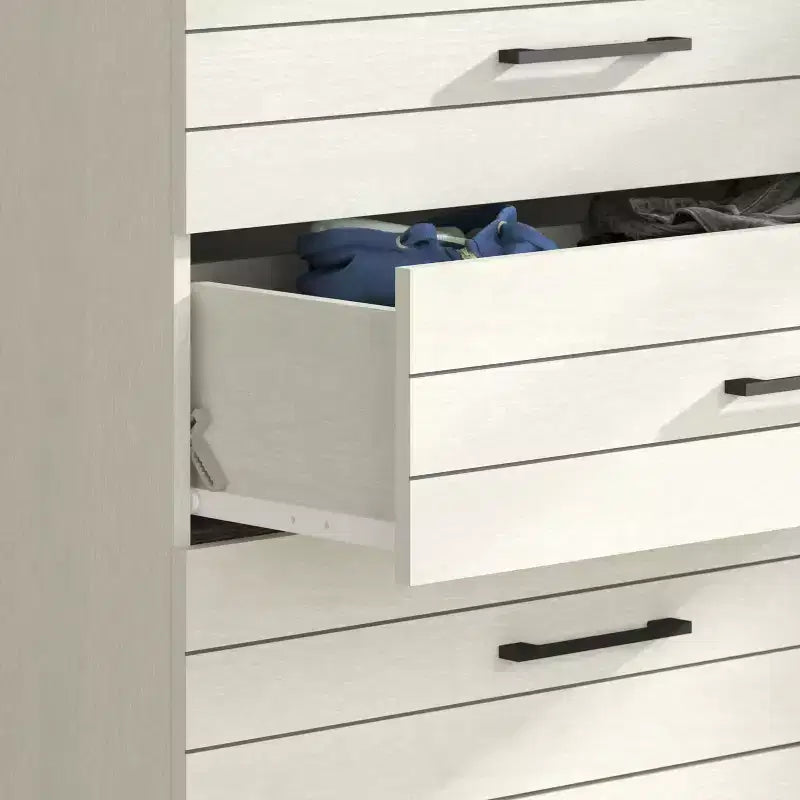Cassettiera Galano a 5 cassetti con sistema di sicurezza Interlock in rovere bianco perla 30,7 L x 16,1 P x 45,8 H