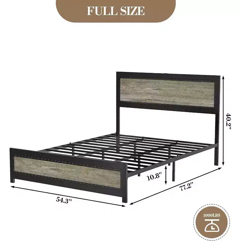 COZONY Struttura Letto con Testiera, con Doghe in Metallo Robusto, Nessuna Rete a Molle Necessaria, Facile Montaggio, per Camera da Letto