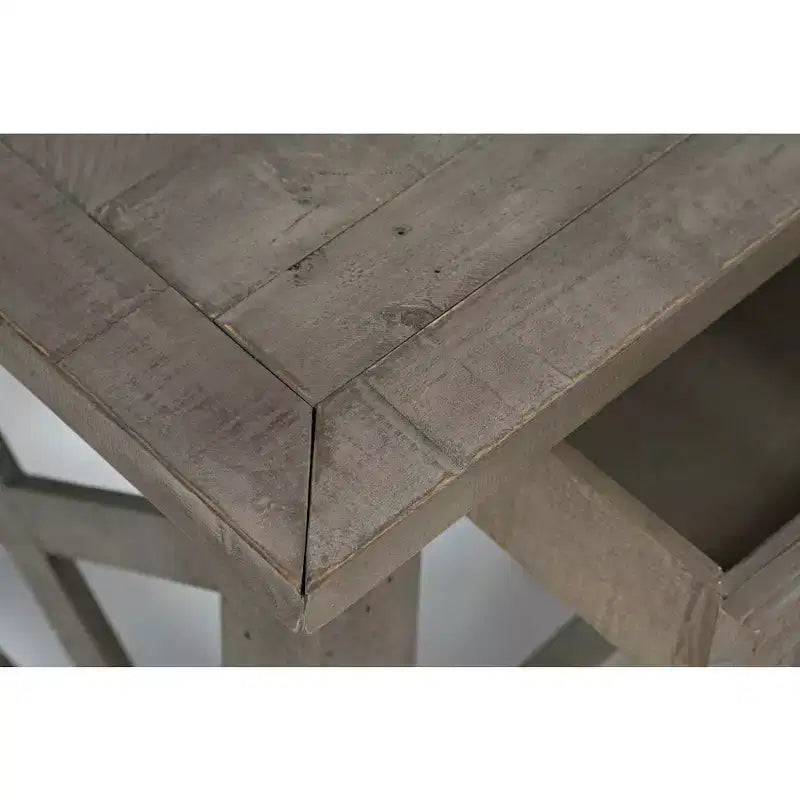 Tavolino da salotto/comodino in pino di recupero con ricarica USB – Finitura Driftwood, Stile rustico