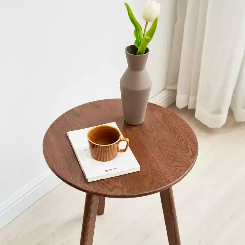 Tavolino rotondo in legno a 3 gambe – Tavolino da salotto o camera da letto