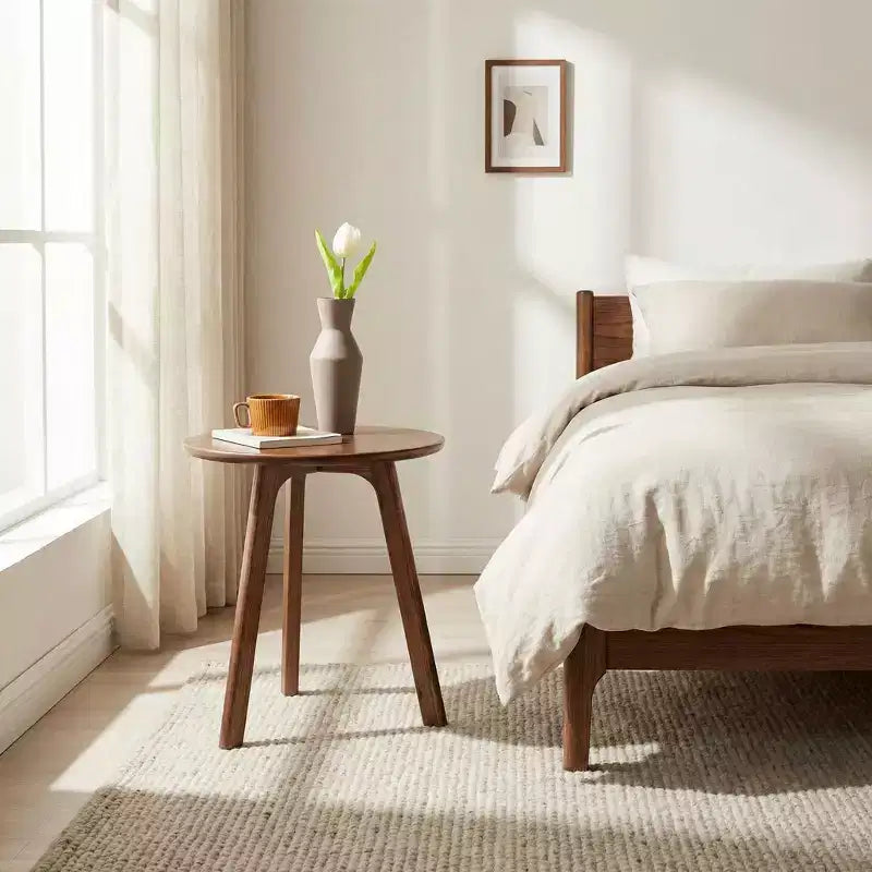 Tavolino rotondo in legno a 3 gambe – Tavolino da salotto o camera da letto