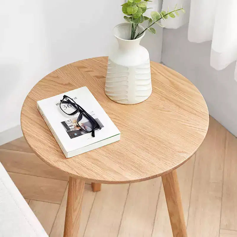 Tavolino rotondo in legno a 3 gambe – Tavolino da salotto o camera da letto