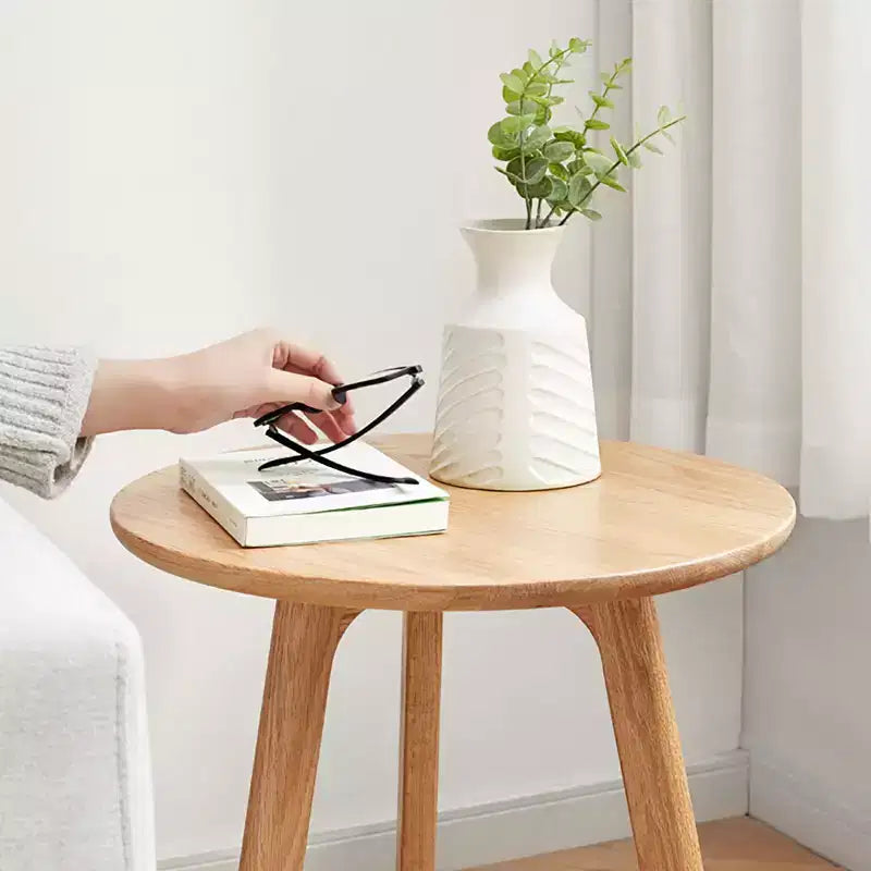 Tavolino rotondo in legno a 3 gambe – Tavolino da salotto o camera da letto
