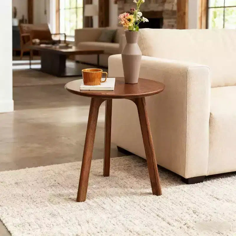 Tavolino rotondo in legno a 3 gambe – Tavolino da salotto o camera da letto
