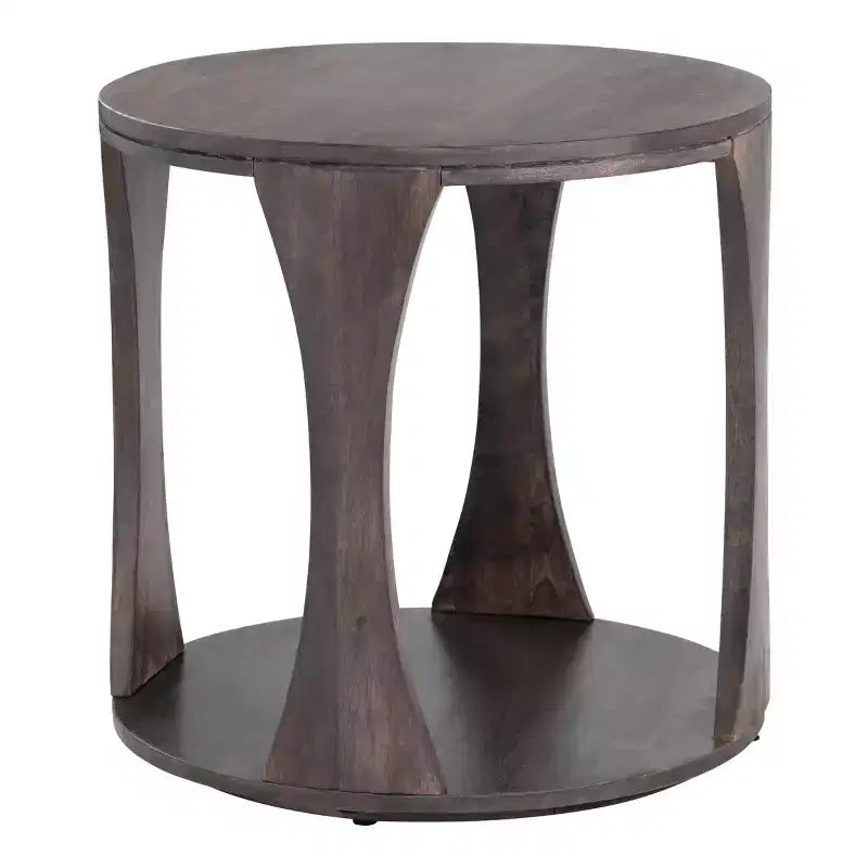 Crestview Collection Round Brown Solid Wood Accent_End Table