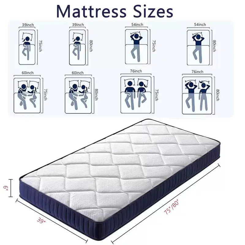 Materasso Whisen 6 Twin XL Ibrido, Materasso a Molle in Schiuma con Morbidezza Media, Isolamento del Movimento e Sollievo dalla Pressione