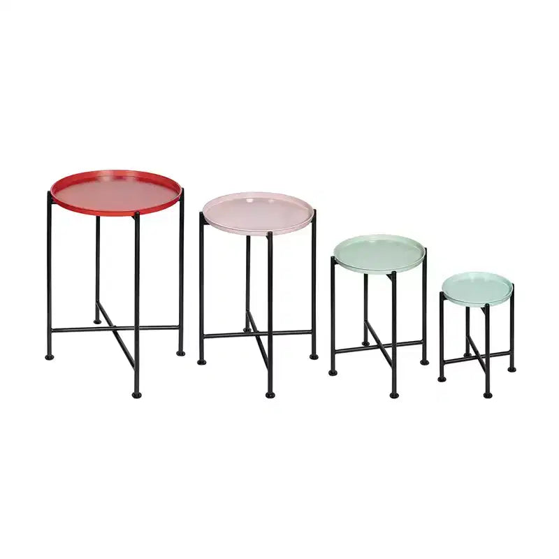 GDFStudio Tavolini a incastro moderni in metallo Dutile (Set di 4)
