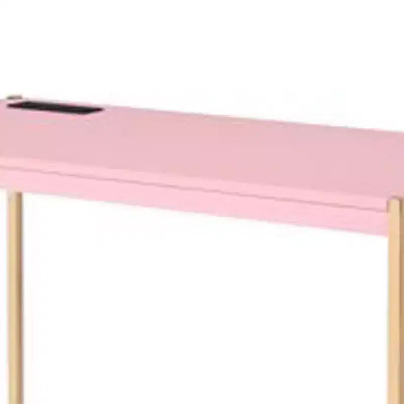 Scrivania con Dock USB Integrato e Gambe in Metallo – Rosa e Oro Rosa, Larga 42"