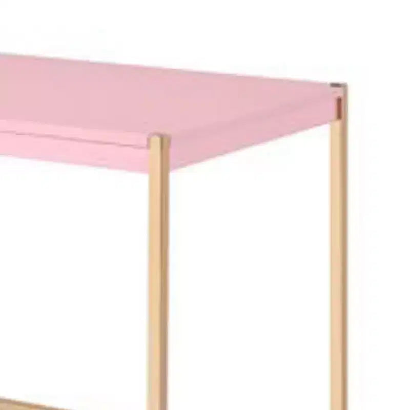 Scrivania con Dock USB Integrato e Gambe in Metallo – Rosa e Oro Rosa, Larga 42"