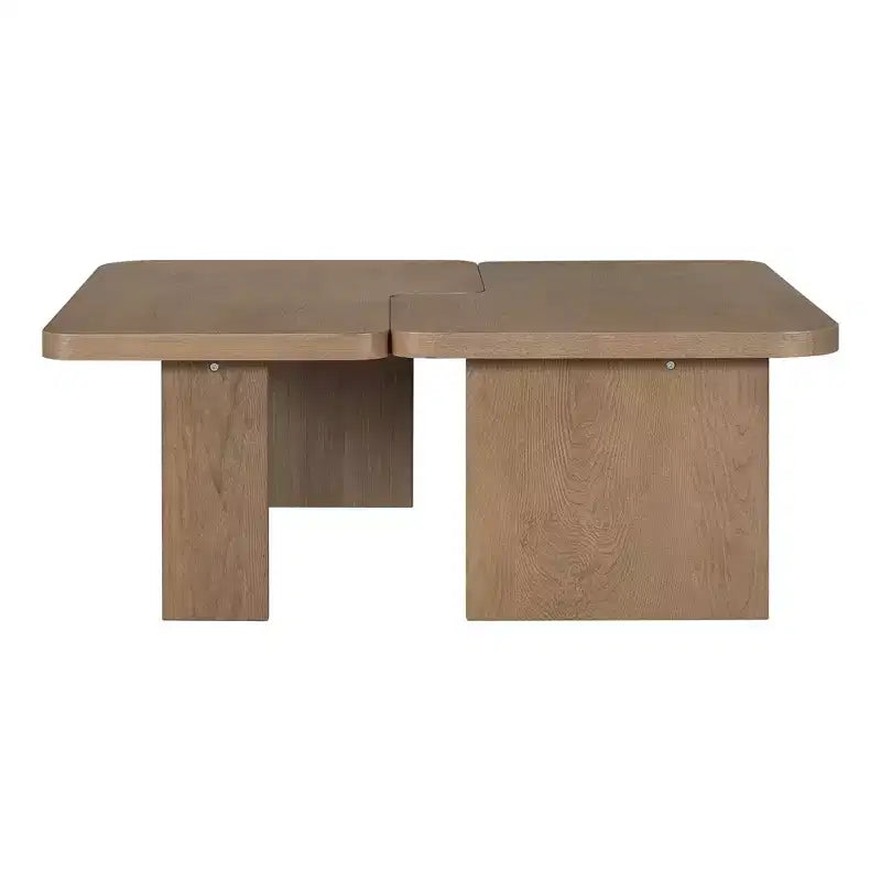 Tavolini da caffè rettangolari, set da 2, tavolino da salotto minimalista in legno con design a incastro