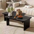 Rectangle Coffee Table Set of 2, Minimalist Wood Center Table with Splicing Design for Living Room