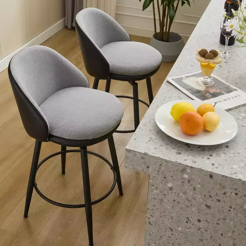 2 Sgabelli da Bar Moderni Rivestiti da 26 Pollici, Sgabelli da Bar Girevoli con Schienale e Gambe in Metallo, Facili da Montare, per Isola Cucina, Sala da Pranzo
