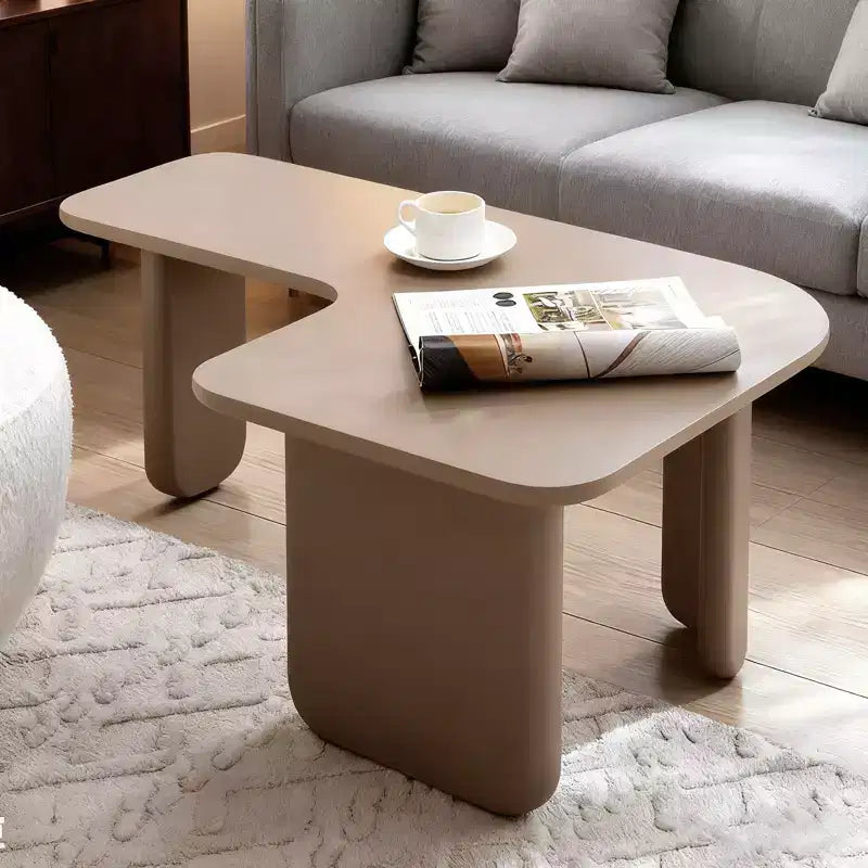 35 Tavolino da caffè moderno a L, verde kaki, verniciato, multistrato, combinabile liberamente, angolare, bianco