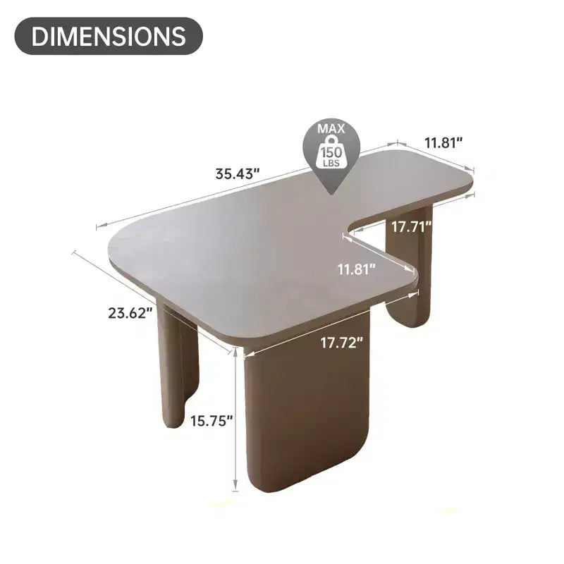 35 Tavolino da caffè moderno a L, verde kaki, verniciato, multistrato, combinabile liberamente, angolare, bianco