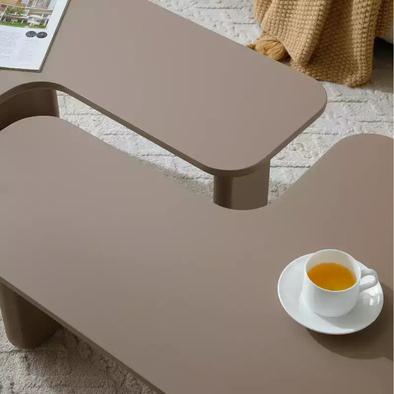 35 Tavolino da caffè moderno a L, verde kaki, verniciato, multistrato, combinabile liberamente, angolare, bianco