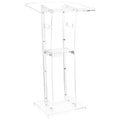 VEVOR Podium Stand, 43-Inch Acrylic Lectern, Portable Laptop Desk with Wide Reading Surface and Storage Shelf, Book Stopper, Transparent