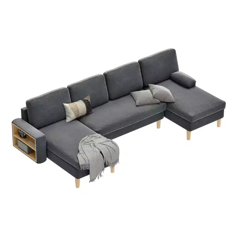Balconera 109 Divano Sezionale Modulare a U, 4 Posti, Divano Letto Sezionale, Divano Comodo con Braccioli, Facile da Montare per Soggiorno Camera da Letto