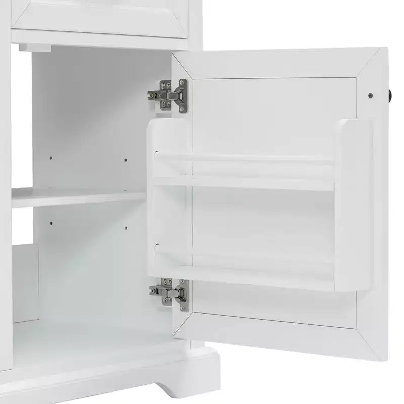 MAYEERTY 36 Mobile Bagno Lavabo in Ceramica 4 Cassetti 1 Anta con Chiusura Ammortizzata Maniglie in Metallo Indipendente Nero