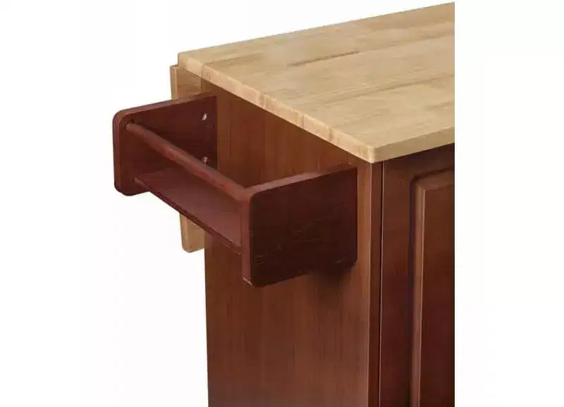 Carrello da cucina mobile con piano d'appoggio a ribalta, isola cucina su ruote con 3 cassetti, armadietto contenitore, marrone