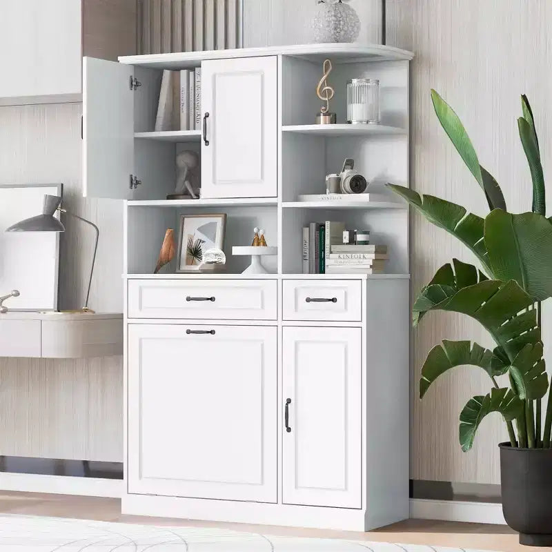 MAYEERTY Mobile Contenitore Alto Indipendente con Cassetti Ante Ripiani Regolabili Cassetto a Ribalta MDF