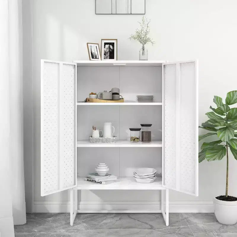 vidaXL Mobile Contenitore Credenza per Ingresso Camera da Letto Ufficio Acciaio - Bianco