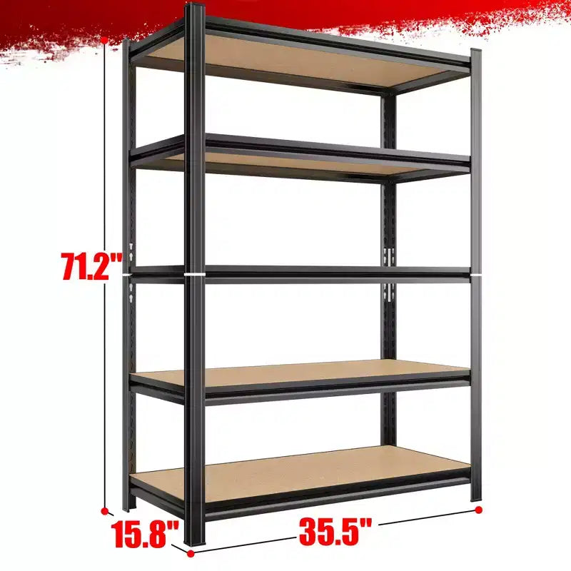 Scaffale di archiviazione modulare Clihome a 5 livelli, capacità di 226 kg/ripiano, divisibile in 2 unità separate