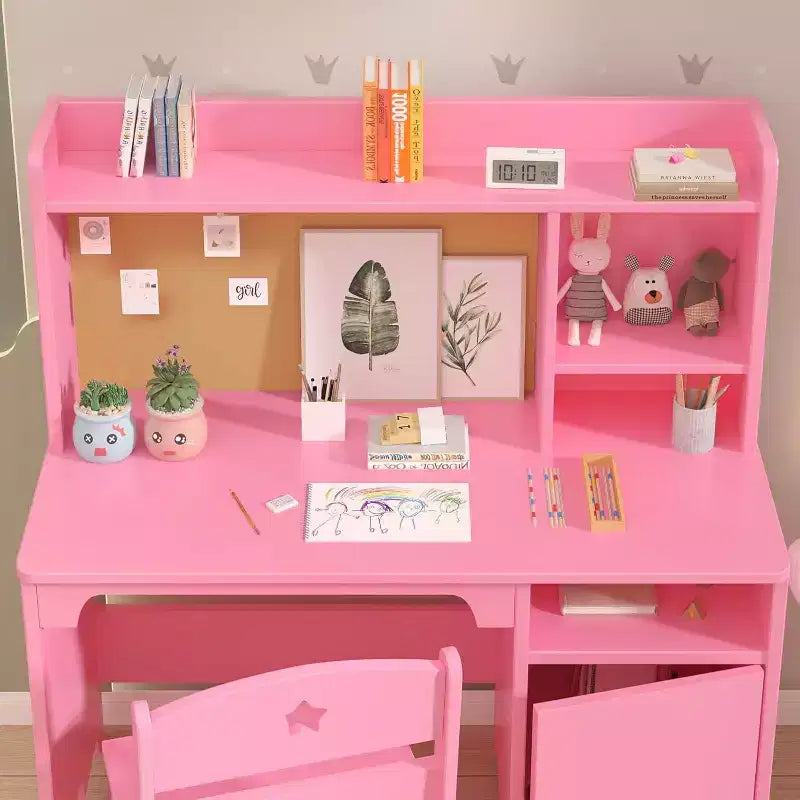 Set scrivania e sedia per bambini con contenitore, tavolo ergonomico per bambini con libreria e organizer, regalo per bambini e bambine dai 3 agli 8 anni