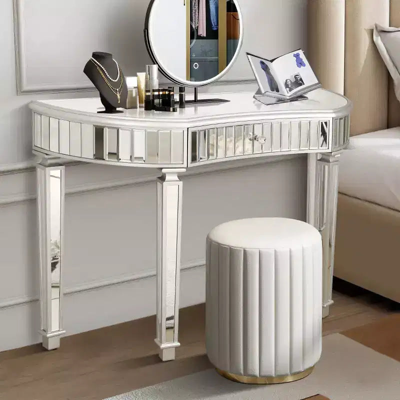 Tavolo consolle a specchio moderno da 47 pollici con cassetto, tavolo da ingresso a mezza luna per corridoio, spogliatoio o soggiorno - Panipeachy