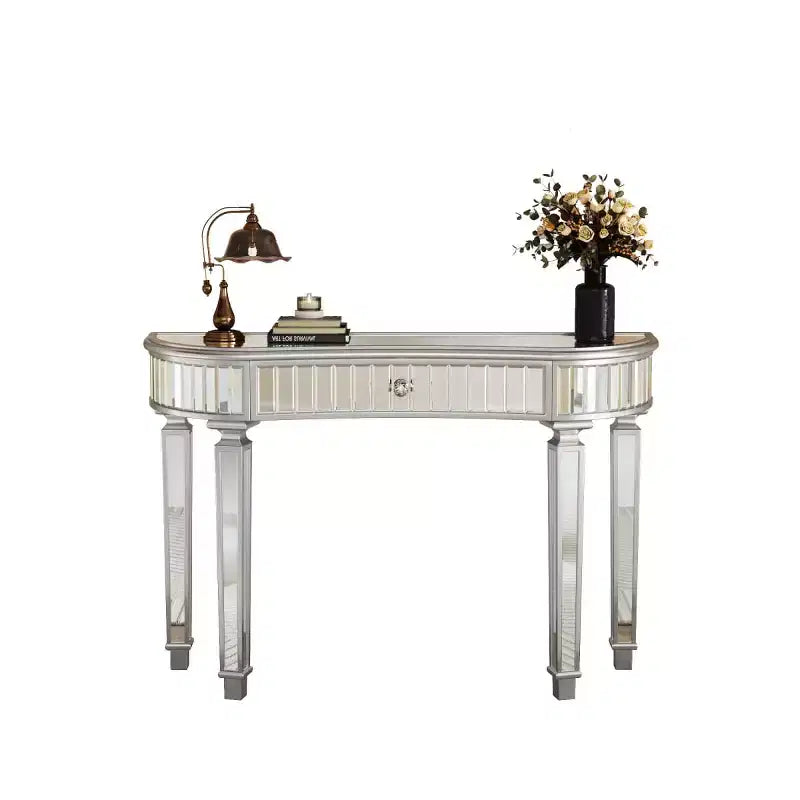 Tavolo consolle a specchio moderno da 47 pollici con cassetto, tavolo da ingresso a mezza luna per corridoio, spogliatoio o soggiorno - Panipeachy