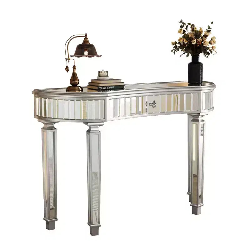 Tavolo consolle a specchio moderno da 47 pollici con cassetto, tavolo da ingresso a mezza luna per corridoio, spogliatoio o soggiorno - Panipeachy