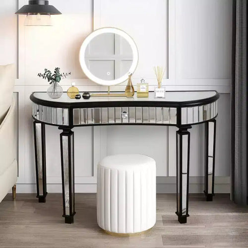 Tavolo consolle a specchio moderno da 47 pollici con cassetto, tavolo da ingresso a mezza luna per corridoio, spogliatoio o soggiorno - Panipeachy