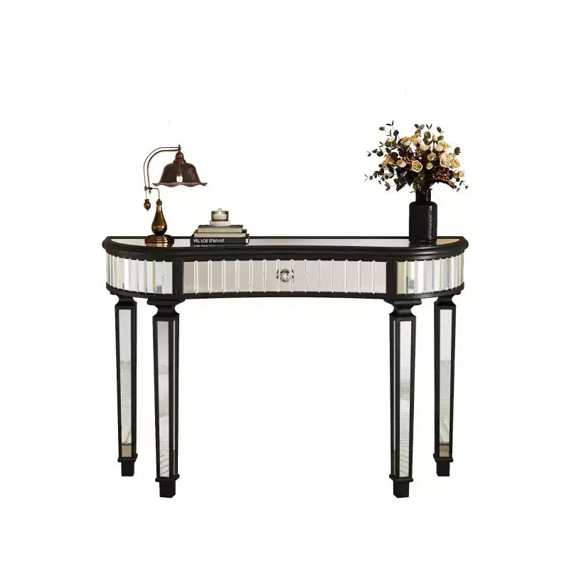 Tavolo consolle a specchio moderno da 47 pollici con cassetto, tavolo da ingresso a mezza luna per corridoio, spogliatoio o soggiorno - Panipeachy