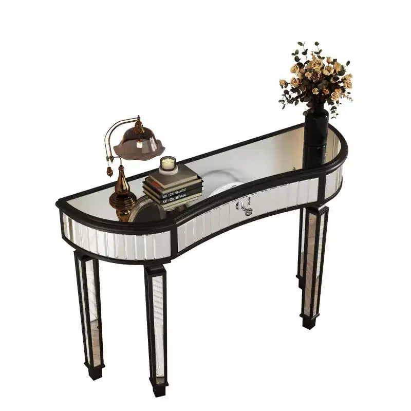 Tavolo consolle a specchio moderno da 47 pollici con cassetto, tavolo da ingresso a mezza luna per corridoio, spogliatoio o soggiorno - Panipeachy
