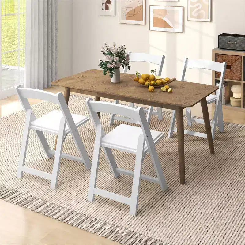Set di 4 sedie da pranzo Costway con gambe in legno di gomma e seduta imbottita per eventi in casa o in ufficio